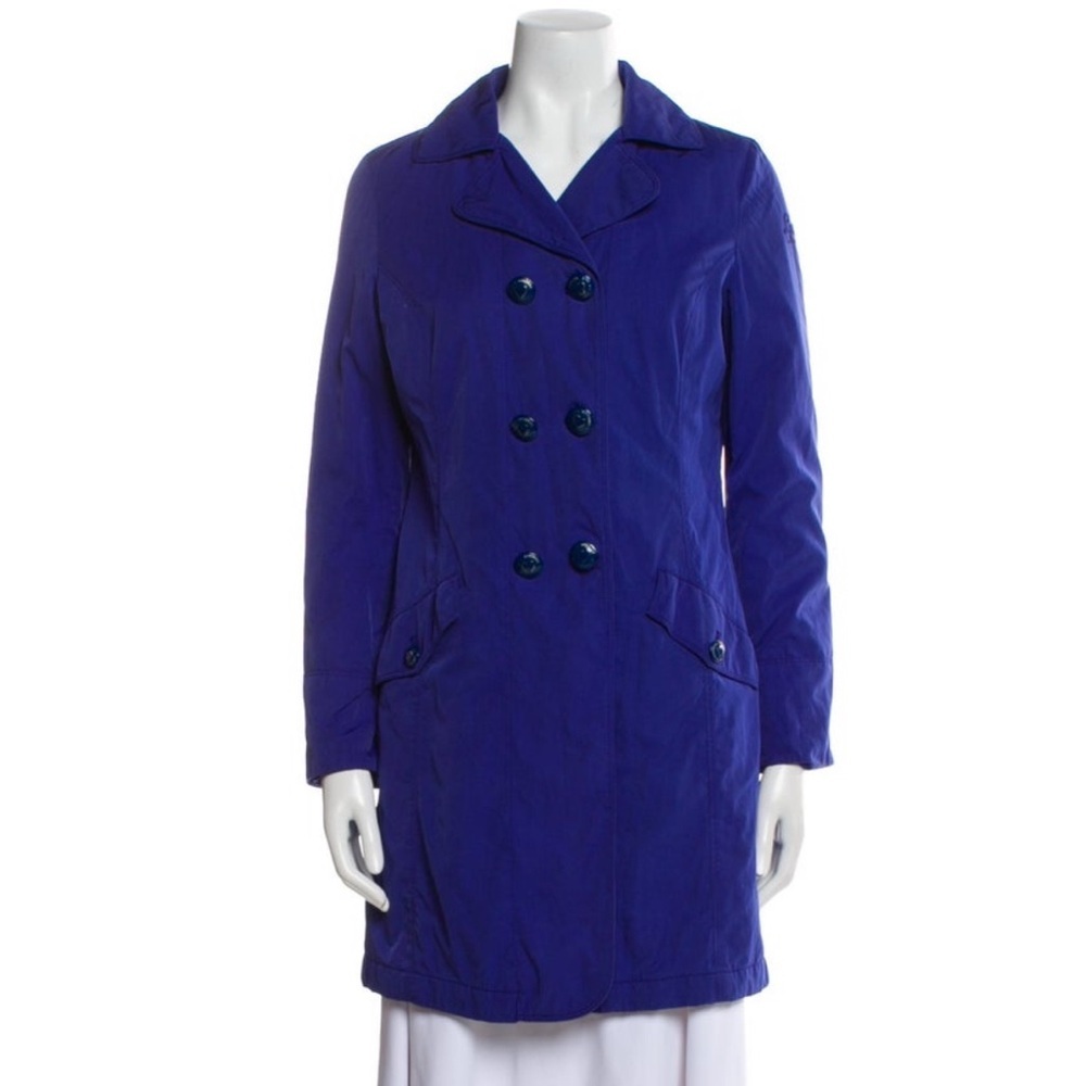 Love Moschino Vintage Y2K 2000s Blue Double Breasted Trench Coat EUC Size US 6